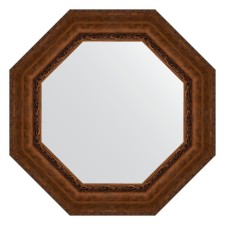 Mirror in the baguette frame, aged bronze with an ornament of 120 mm, 77x77 cm