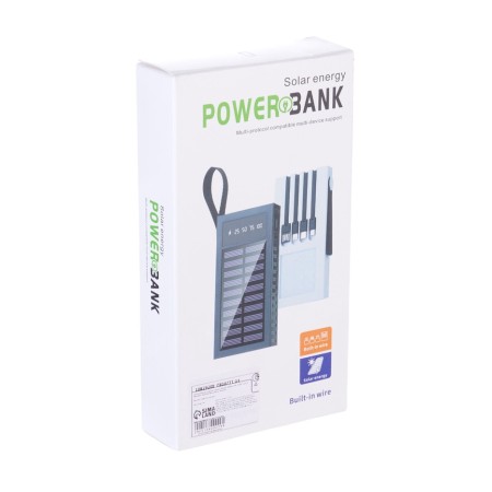 External battery 1000 mAh, 10 W, 2 USB, Type-C, flashlight, solar panel, black-7