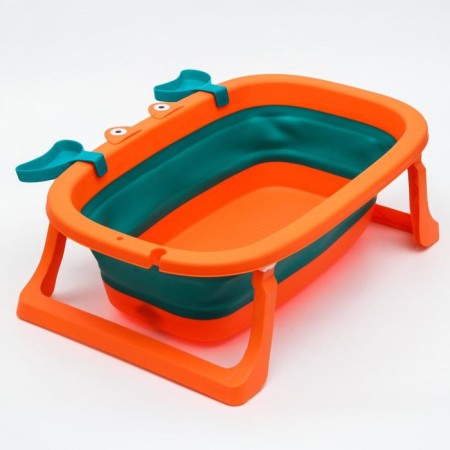 Bath -folding bath with drain, "crab", 67 cm., Biryuza/orange color