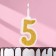 Candle for Cake "Super Blood", 10.4 cm, number "5", gold sparkle