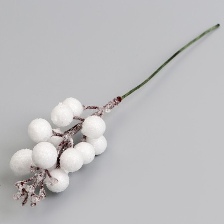 Decorative berries on a stick, white, 4.5 × 4.5 × 20 cm-2