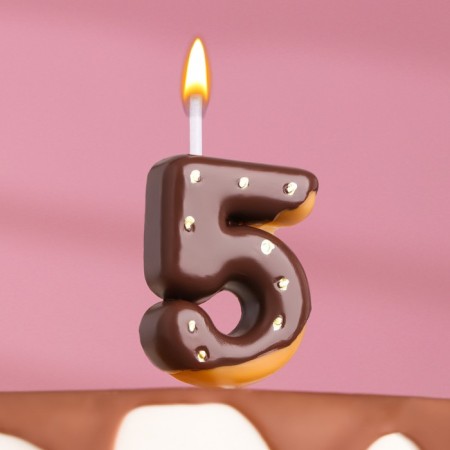 Candle in the cake "Chocolate glaze", number "5", 3.8 cm