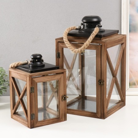 Climber Wood, Glass "Chalet" set 2 pcs 21x21x38, 16x16x26 cm-6