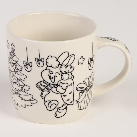 New Year's set for creativity. Set a mug for coloring with a soft toy "New Year! Snowman ", 300 ml-8