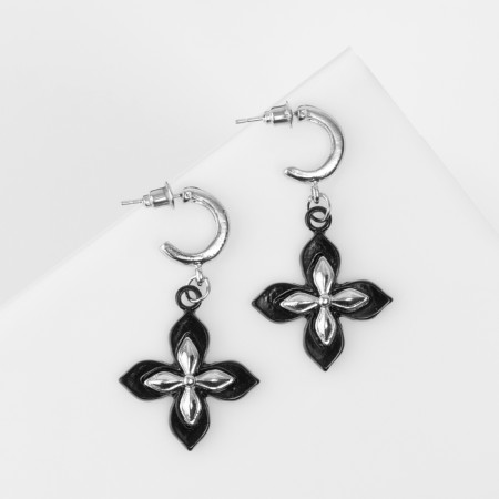 Earrings Metal "Brill" four -leafer, color silver-1