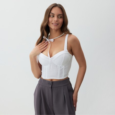 Women's tweed corset, mist, p. XS, white-3