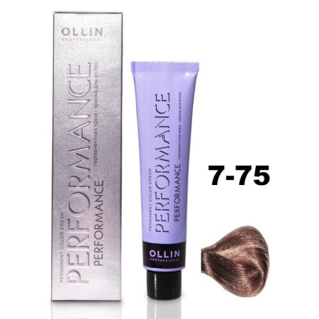 OLLIN PROFESSIONAL PERFORMANCE hair cream, tone 7/75 blond brown-mahagonon, 60 ml