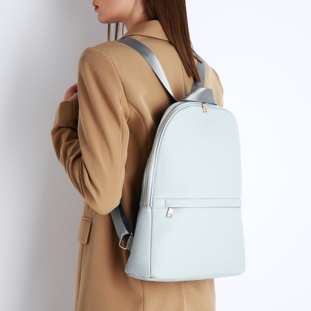 Women's backpack made of artificial leather with lightning, 2 pockets, color light blue-6