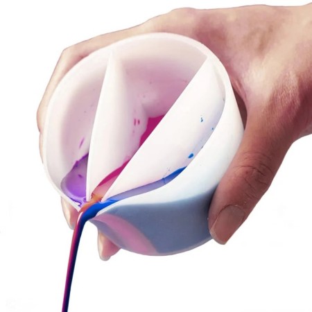 Silicone glass for fluid art, 3 sections