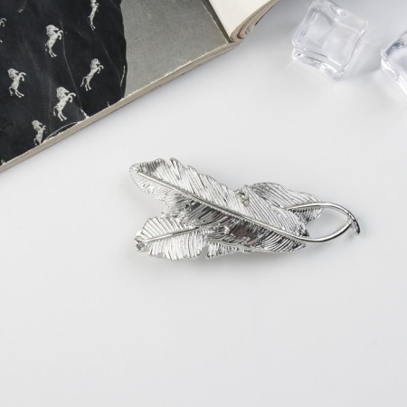 Hair hairpin "Liberty" feathers, 7 cm, silver