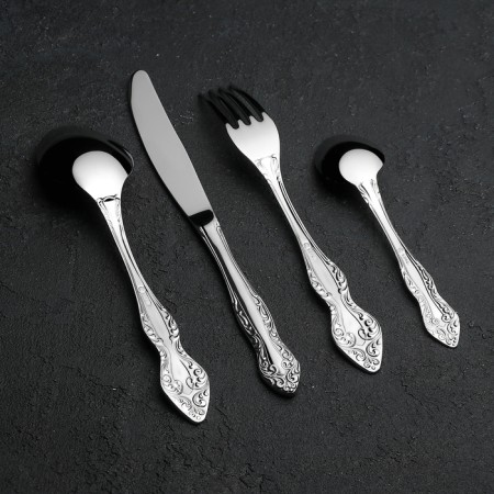 Set of cutlery "Slavyanka", 24 items, decorative box, silver color-3