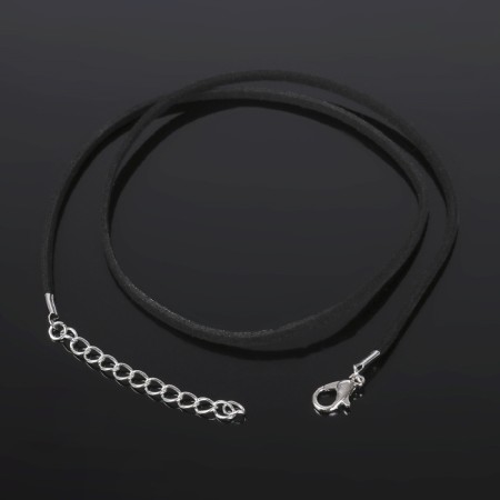 Artificial suede lace, 43 cm + extension cord, black color