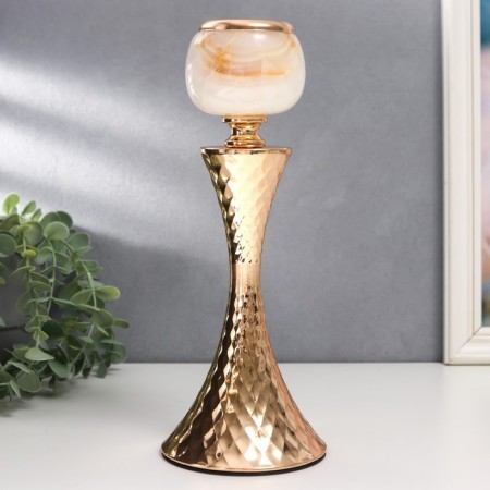 Summary Metal for 1 candle "Embossed geometric pattern" gold 28x11x11 cm-4