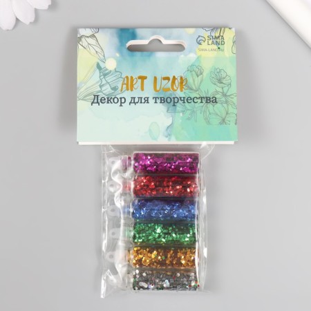 Glitter set 6 bottles "flakes", glitter weight of 1 bout - 1.2 g, color mix-3