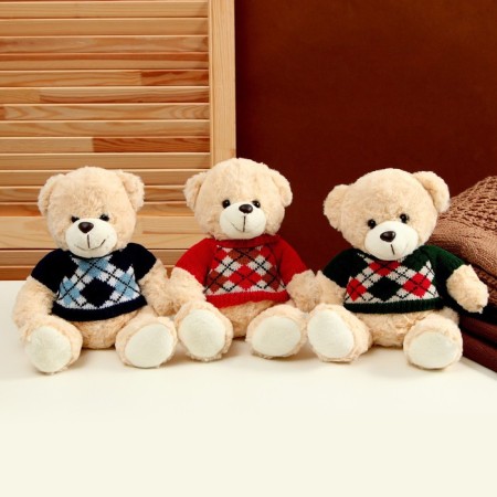 Soft toy "Bear" in a jacket with rhombics, 25 cm, color mix-4