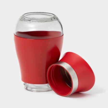 Glass Solonka "Shine", 5.5 × 5 × 11 cm, red color, inscription mix-4
