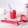 Road set, 3 objects: soap dish, glass, case for a toothbrush, color mix