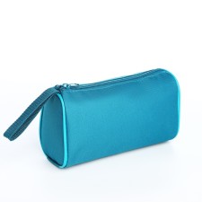 Cosmetic bag with zipper, turquoise color