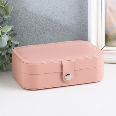 Casket to the leatherette for jewelry "Matte surface" Pink powder 16x11x5 cm