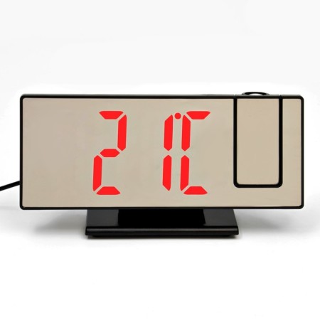 Clock - Electronic desk an alarm clock with a projection on the ceiling, thermometer, calendar, USB-3