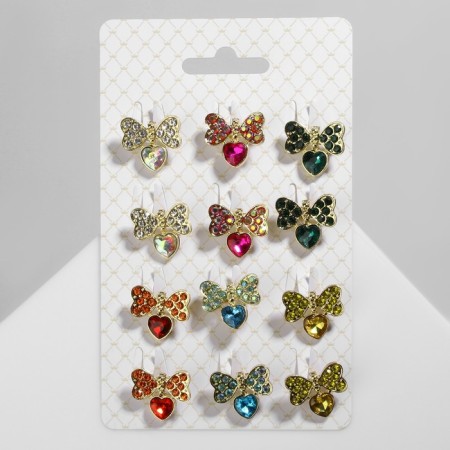 Brooch "Heart" with a bow, color mix in gold (indivisible packing 12 pcs., Price per pcs.)