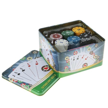 Poker, set for the game (maps 54 pcs, chips 120 pcs.), With a face value, 15 x 15 cm-5