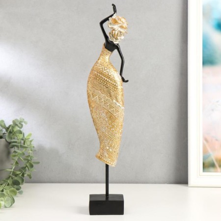Souvenir Polystone "African in gold, with a rose on the head" Geometry mix 40x7.5x6.5 cm-3