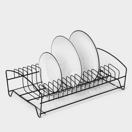 Sushilka for plates with a pallet 38 × 24.5 × 12.4 cm, black color-1