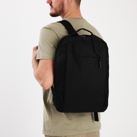 Youth backpack from textiles with lightning, 2 pockets, black color-4