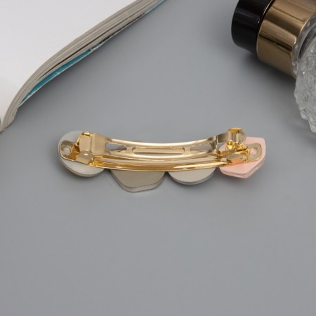 Halfish hair clip "Grosso" 1.7x7 cm, beige-2