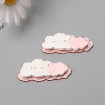 Decor for creativity wood, plastic "Sleeping cloud" Mirror set 2 pcs 5.3x2.6 cm mix-2