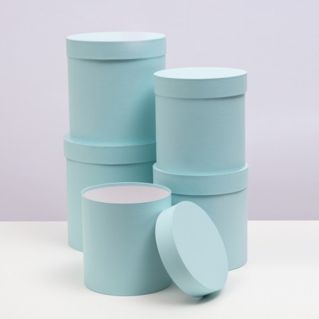 Set of round boxes 5 in 1 "paints", turquoise, 25 x 25 x 25 - 19 x 19 x 19 cm-1