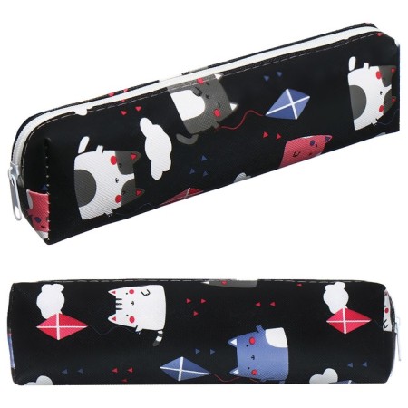 School Penal on the zipper "cats" Calligrata, black