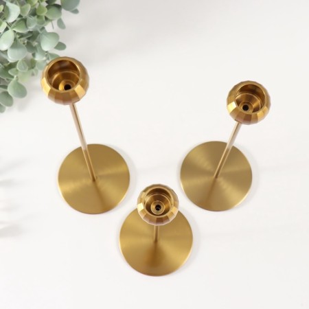 Summary Metal "Ball with faces" Dark gold d = 2 cm, set 3 pcs h = 32 cm, 27 cm, 22 cm-2