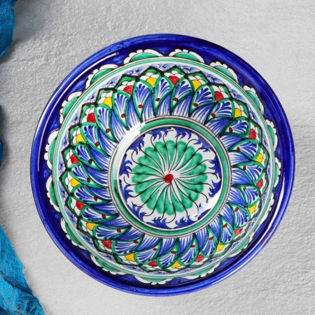 Rishtan ceramics "Patterns", 18 cm, big, mix-1