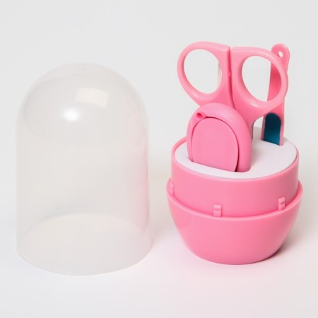 Manicure child: scissors, tongs, saws, tweezers, pink color-1