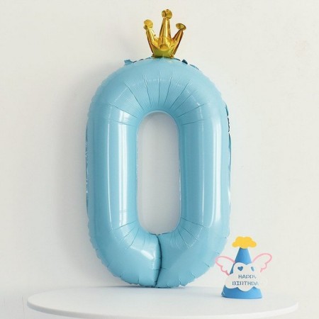 Foil ball 40 "The number 0 with the crown", the color is blue-2