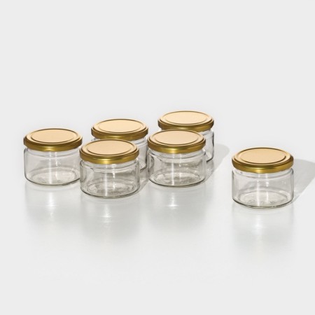 A set of glass cans with a conservation lid, TO-82 mm, for candles, 0.2-0.25 l, 6 pcs
