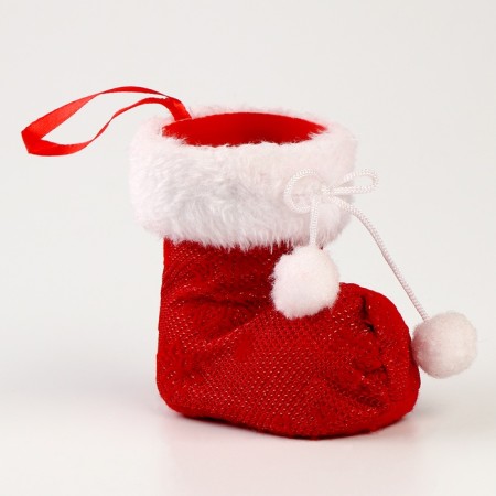 Gift packaging "Boot", a bow with pompons and a white edge-3