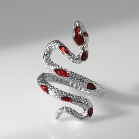 New Year! Symbol of the year 2025! Ring "Snake" spiral, red color in silver, dimensionless-1