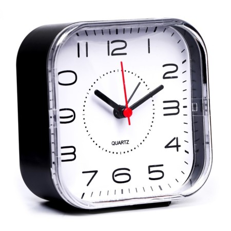 Clock - desktop an alarm clock, discrete move, 10.5 x 10.5 cm, aa-1