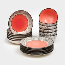 A set of Vostochnye dishes, ceramics, pink, 18 objects: 6 ST-20 cm, 6 pt-25 cm, 6 pcs-15 cm 700 ml, 1 variety, Iran
