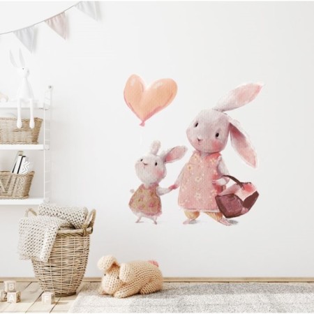 Sticker Plastic Interior Color "Zaychat - Mom and daughter" 45x60 cm