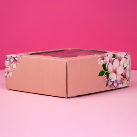 The box is self-assembly, the lid is, with the window, "let the spring always be in your heart" 14.5 x 14-6