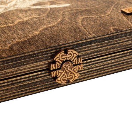 Wooden backgammon + Partschch (Ludo), board game, 37 x 37 cm-7