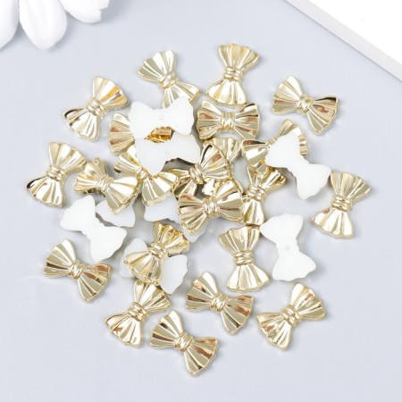 Decor for creativity plastic "Bows" gold set 30 pcs 0.9x1.3 cm-2