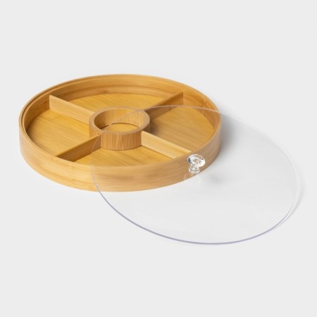 Storage box of a round share Striata, D = 30 cm, bamboo-3