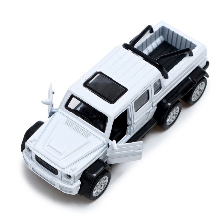 Metal machine "Jeep 6x6", 1:32, inertia, white color-2
