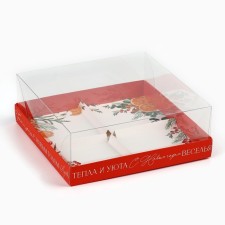 Коробка для для муссовых пирожных «Веселья», 17.8 х 17.8 х 6.5 см, Новый год
