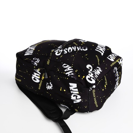 Young backpack from textiles on lightning, 3 pockets, black/yellow color-4